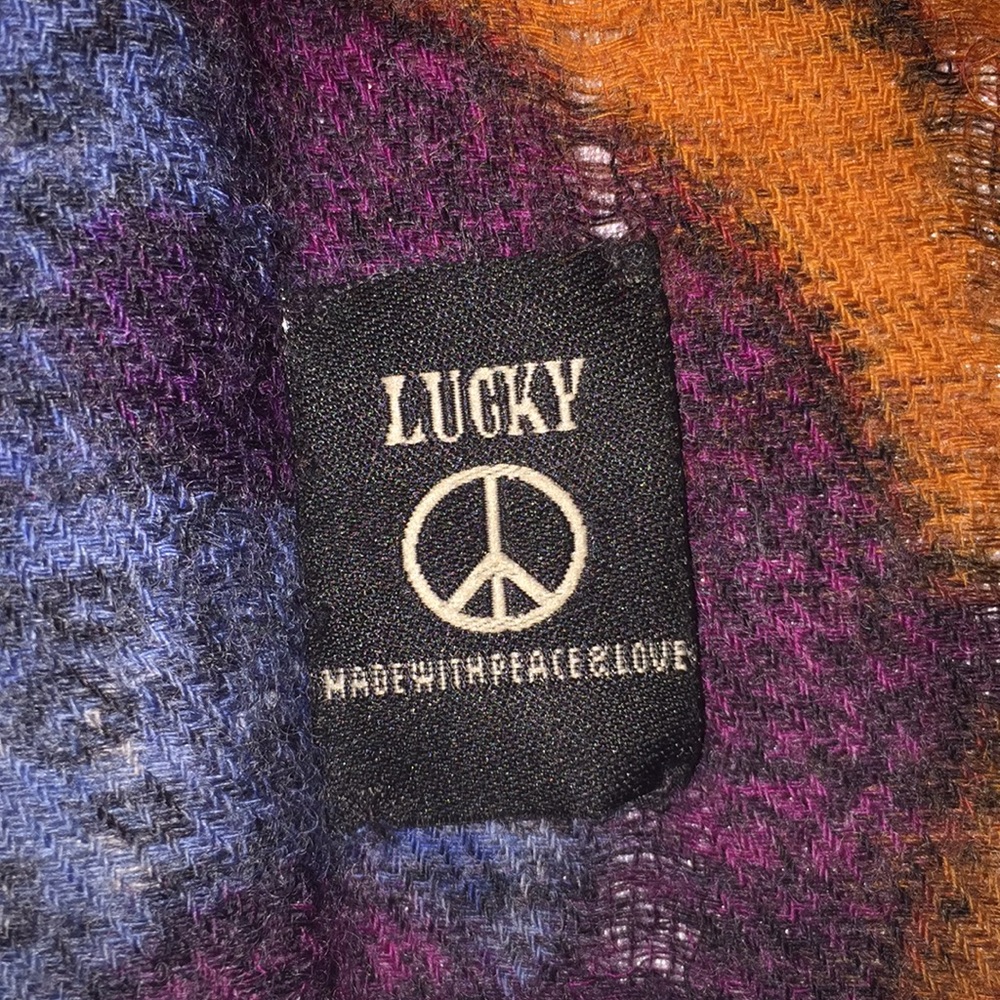 Lucky brand vibrant colored wool scarf.